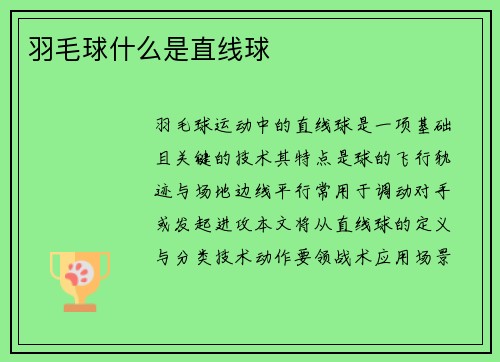 羽毛球什么是直线球
